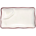 Creamy White Rectangular Plate with Triangular Sauce Compartment, Box of 24 U47178