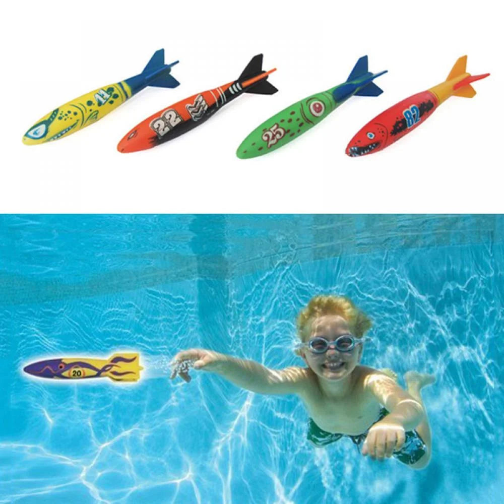 4 Colorful Pool Diving Shark Toys C4369