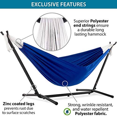 Royal Blue Polyester Hammock with Stand Q62954