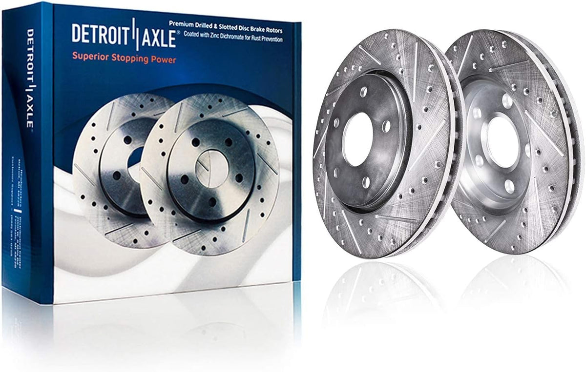 Front and Rear Drilled & Slotted Rotors Brake Pads 10pc Set V6504