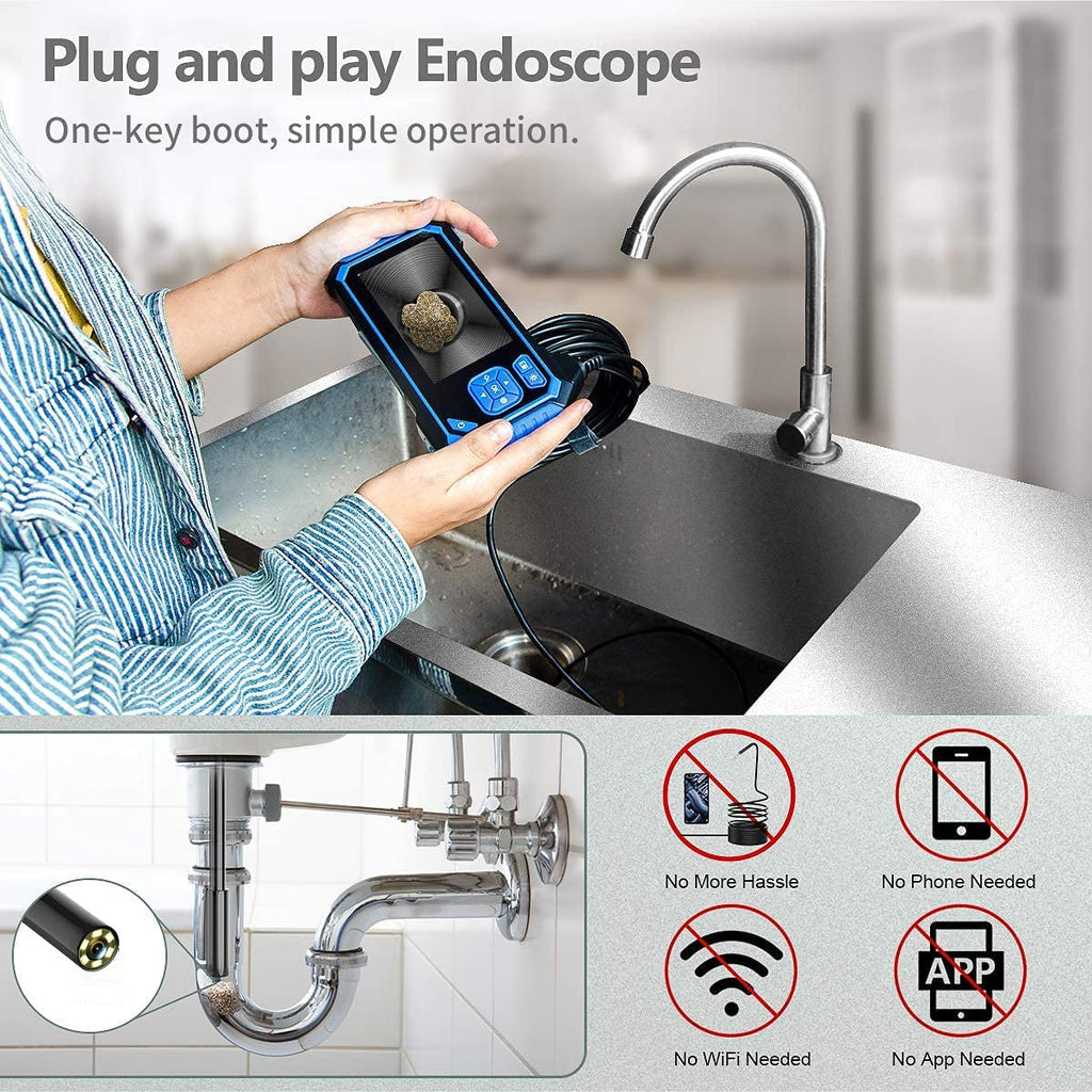IP67 Waterproof Sewer Inspection Camera with 16.5FT Semi-Rigid Cable I354857