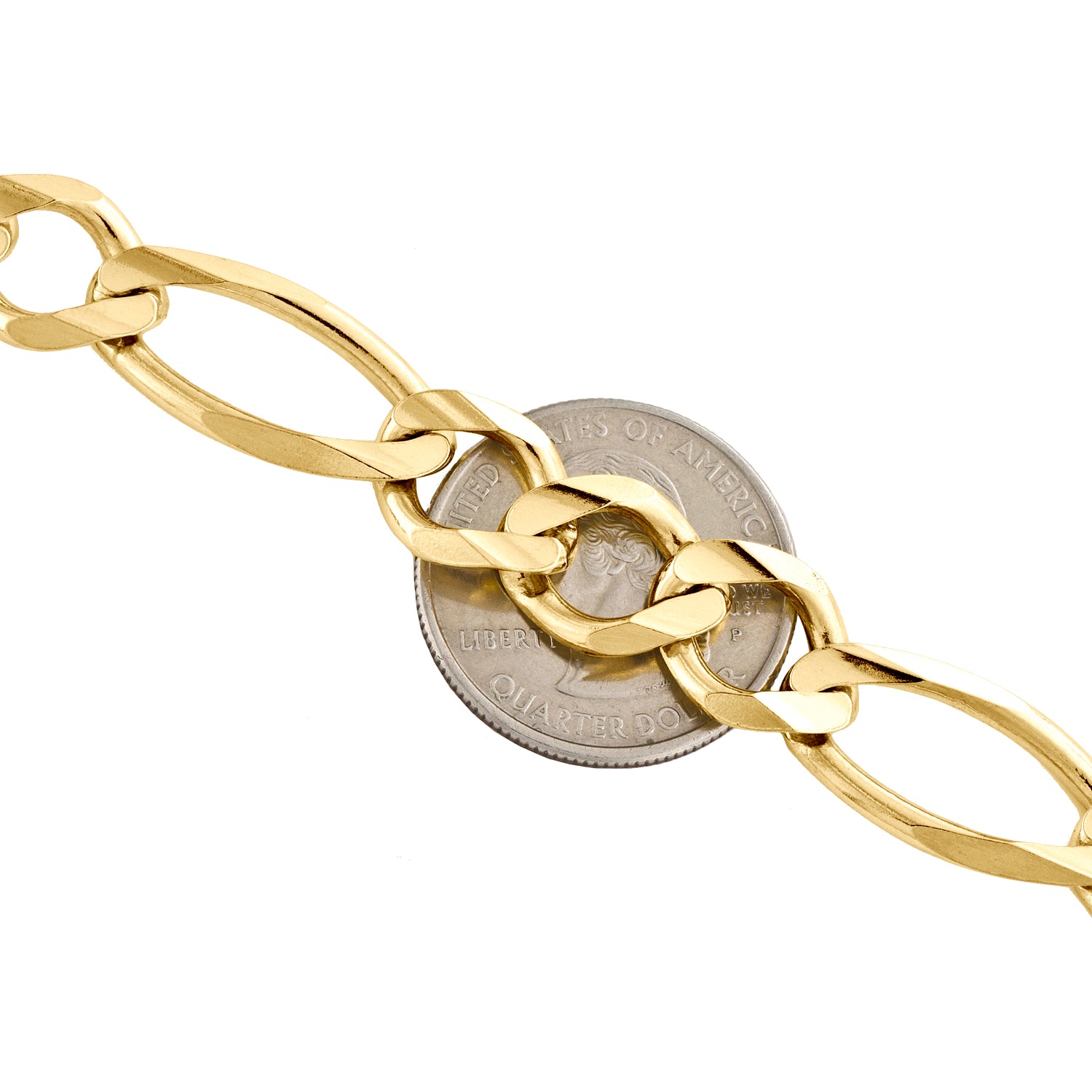 14K Yellow Gold 12mm Solid Figaro Link Chain Necklace 20 Inch V3087