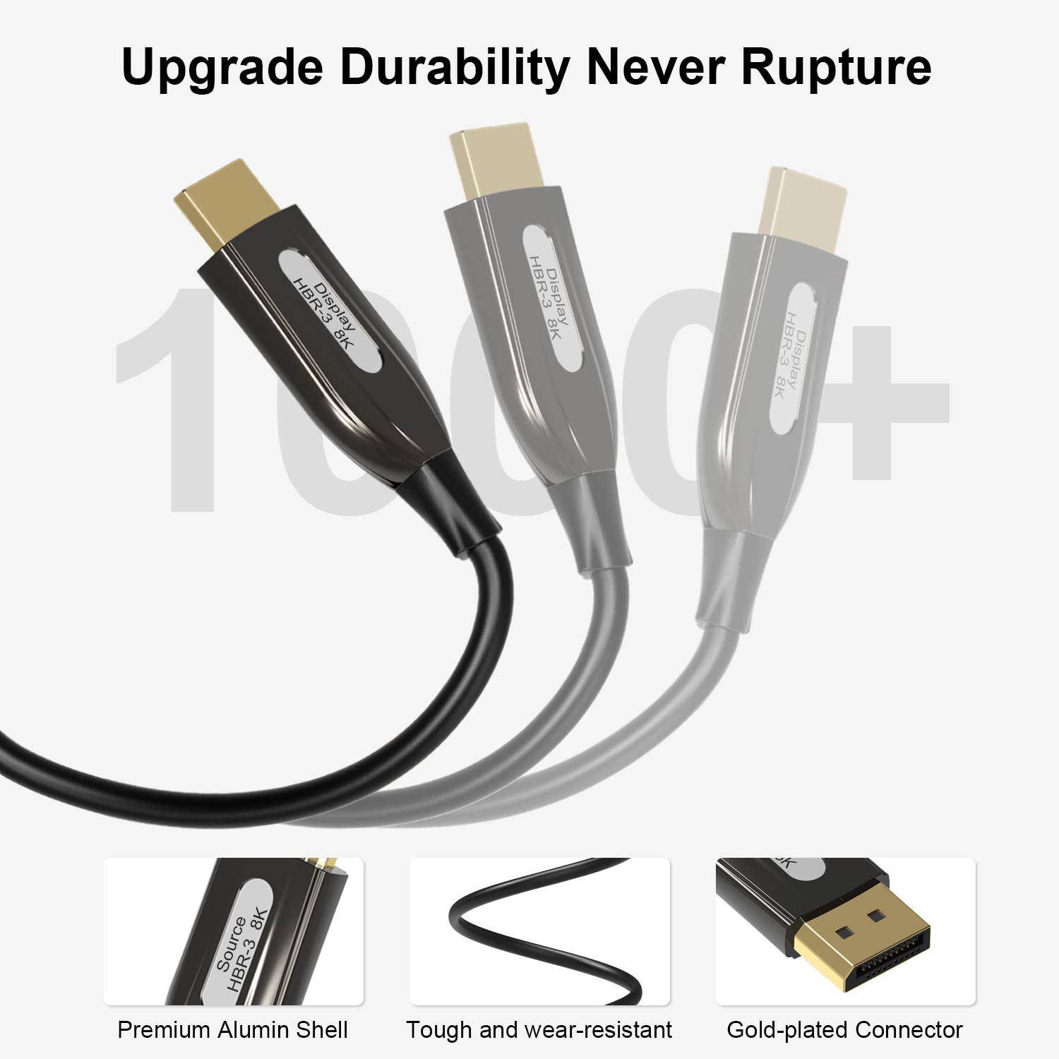 8K DisplayPort Fiber Optic Cable 33ft/10m, Braided A82475