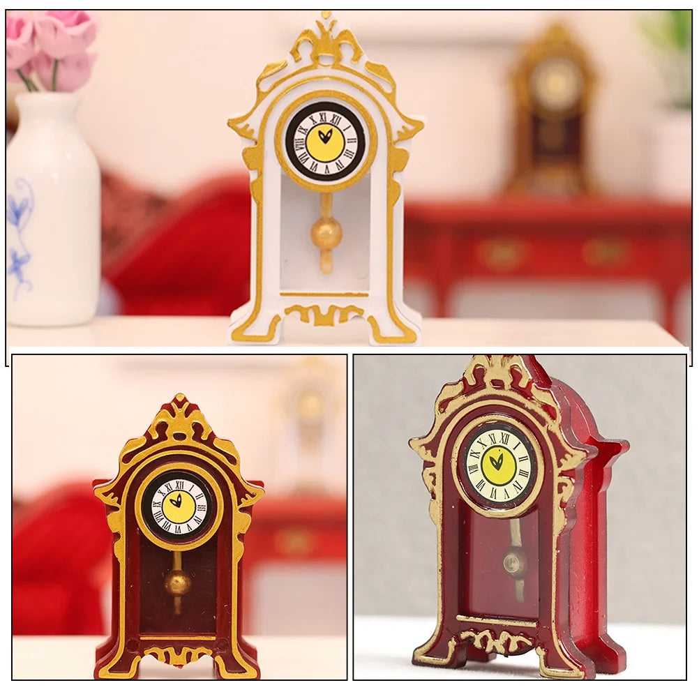 Mini Dollhouse Clock Vintage Resin Decor W631