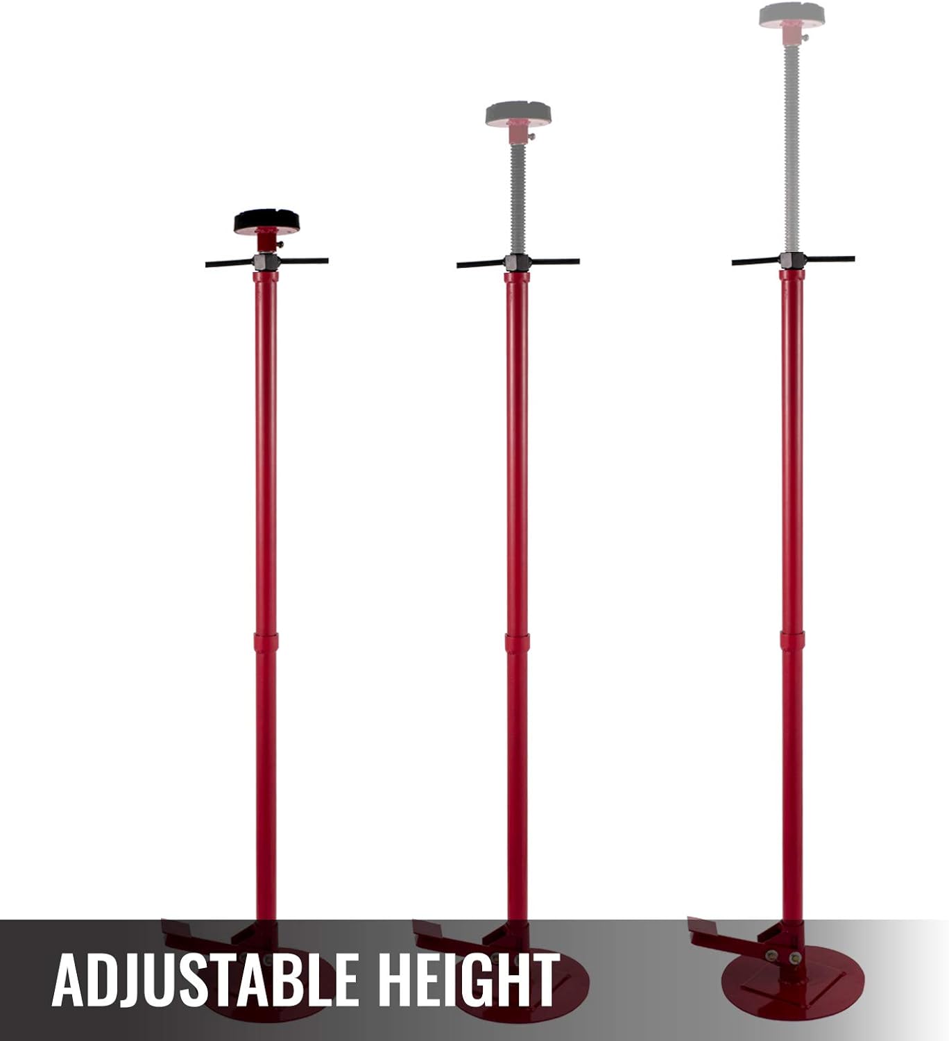 Underhoist Stand 3/4 Ton Capacity Pole Jack Heavy Duty Jack Stand Car Support Jack Lifting from 1.5 m to 2.0 m, Round Base, with Pedal, Red Pack of 2 B643279