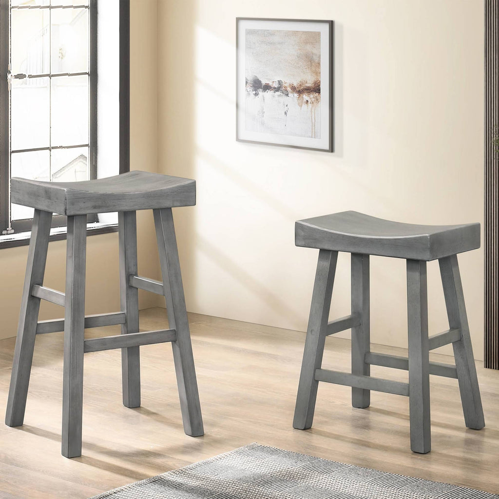 Set of 2 Saddle Stools Antique Gray U672966