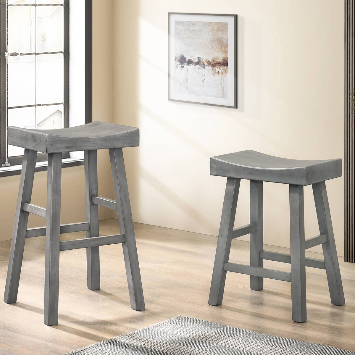 Set of 2 Saddle Stools Antique Gray U672966