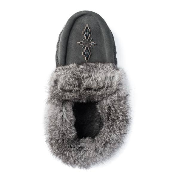 Genuine Rabbit Fur Trim Moccasin B512576