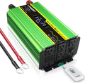 Pure Sine Wave Inverter 1600 Watts 12V to 110V DC to AC with Remote Controller LCD Display 4 AC Sockets 4 USB Ports R192118