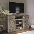 Industrial Electric Fireplace TV Stand with Open Storage Shelves and Cabinets B625
