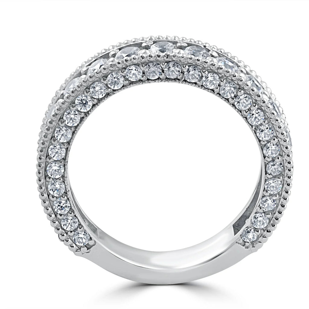 Vintage Diamond Wedding Ring 14K White Gold I601
