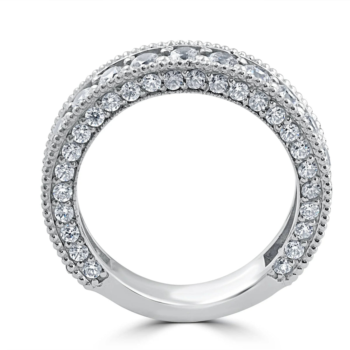 Vintage Diamond Wedding Ring 14K White Gold I601