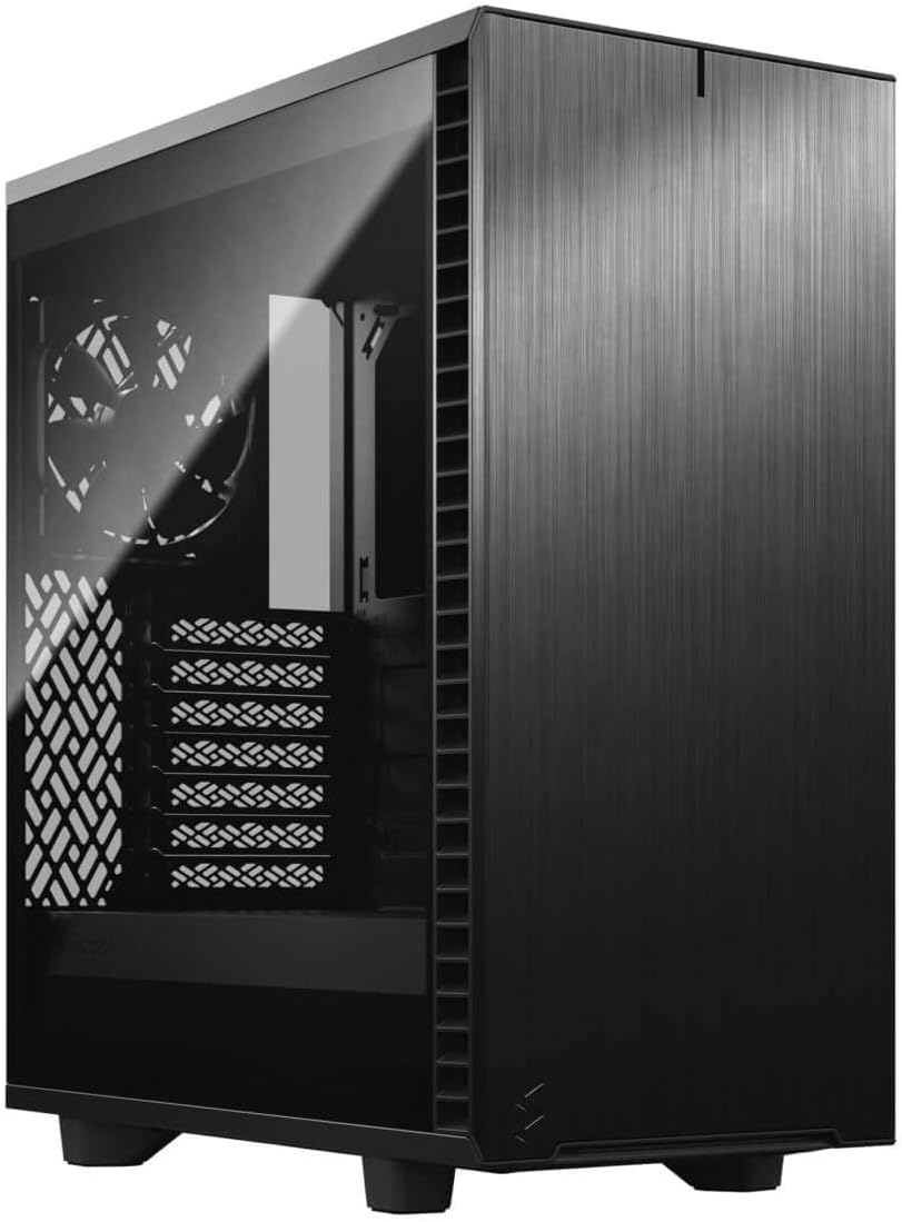 Black Brushed Aluminum/Steel ATX Compact Silent Mid Tower Computer Case Q82573