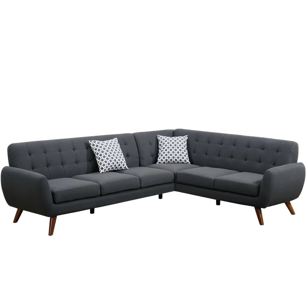 Ash Black Linen Like Fabric Sectional Sofa Couch S319