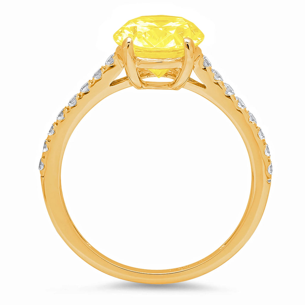 18K Yellow Gold Solitaire Ring with Accents S4133