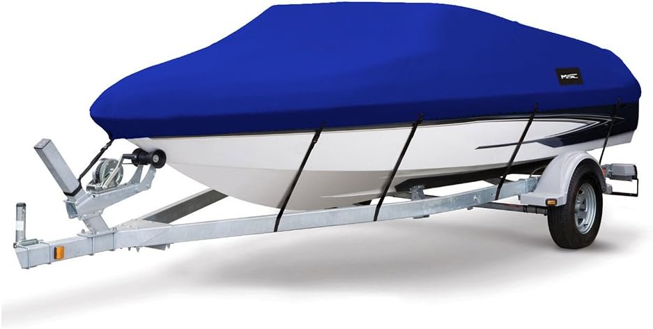 Heavy Duty 600D Marine Grade Polyester Canvas Trailerable Waterproof Boat Cover, Pacific Blue, Pack of 2 O2267