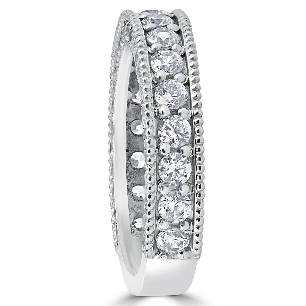 Vintage Diamond Wedding Ring 14K White Gold I601