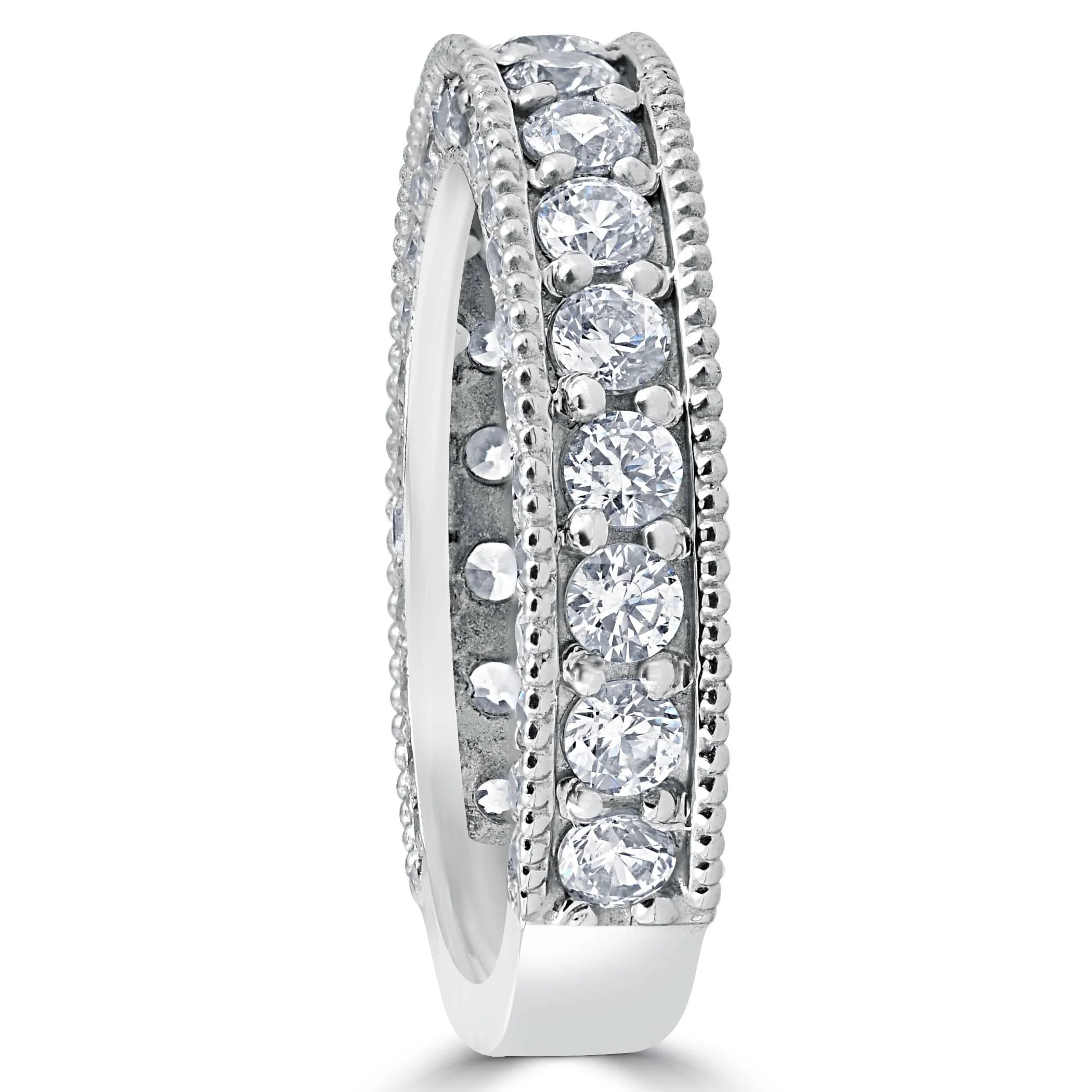 Vintage Diamond Wedding Ring 14K White Gold I601