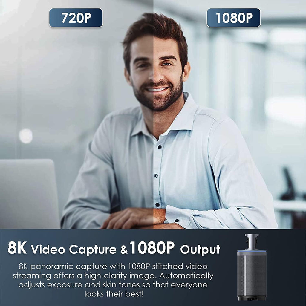 8K 360-Degree Video Conference Camera with 8 Noise-Cancelling Microphones R614810