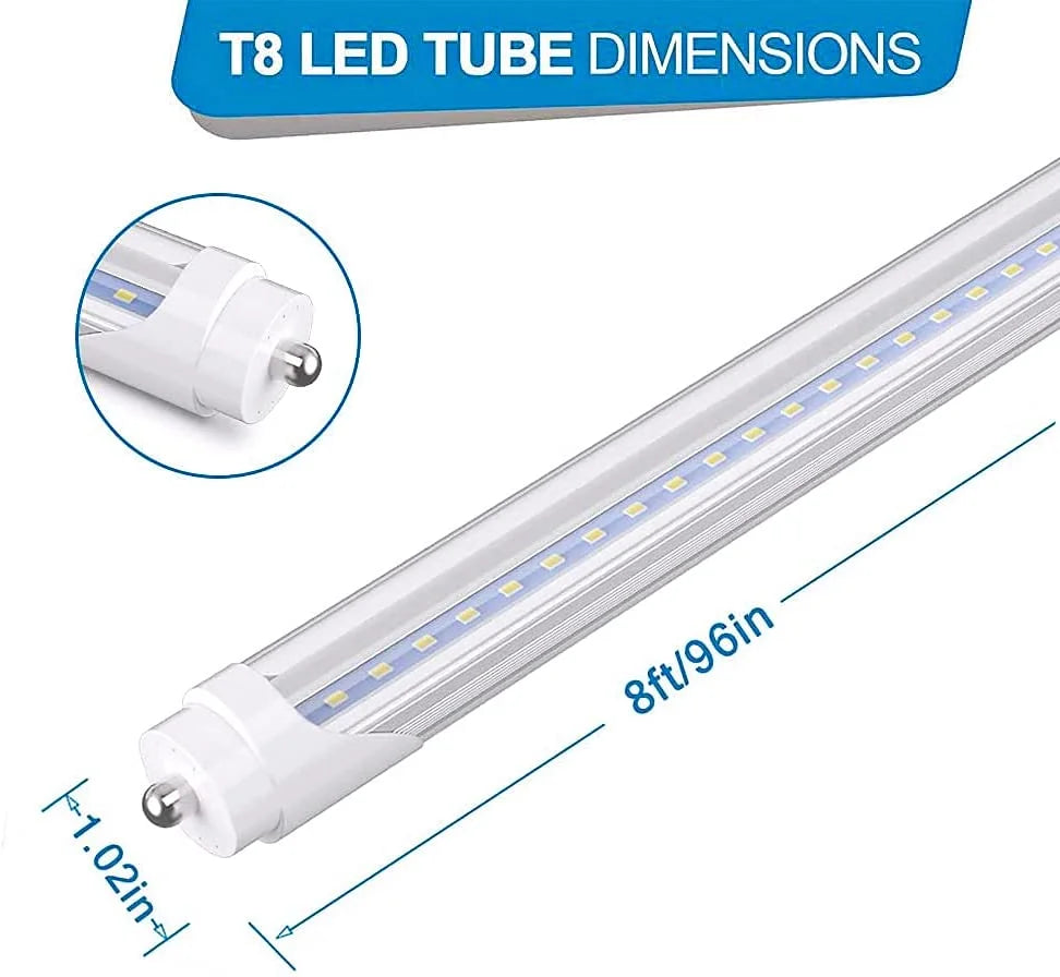 T8 LED Tube Light 8ft Fa8, 45W 5000K, 8-Pack M65177