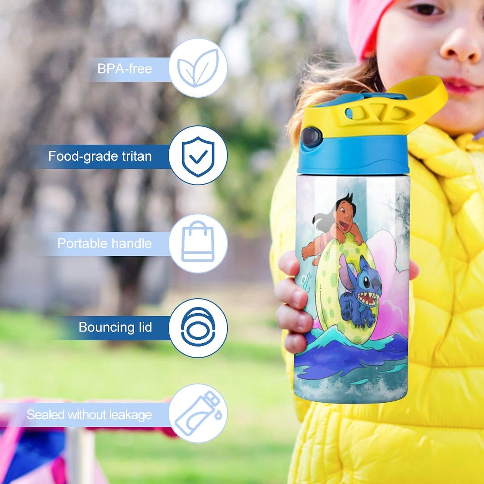 Stainless Steel Vacuum Insulated Water Bottle With Straw D4219