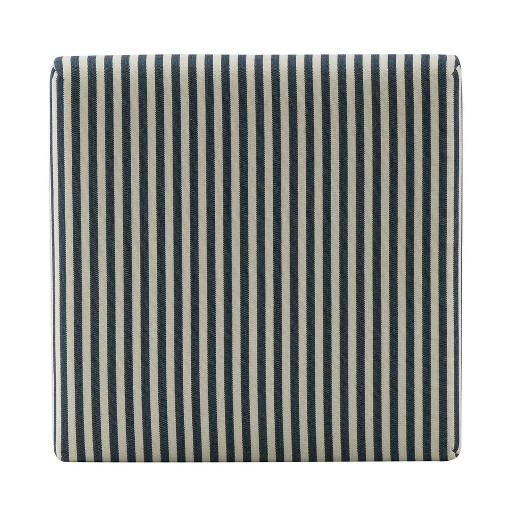 Navy Striped Square Ottoman N7401