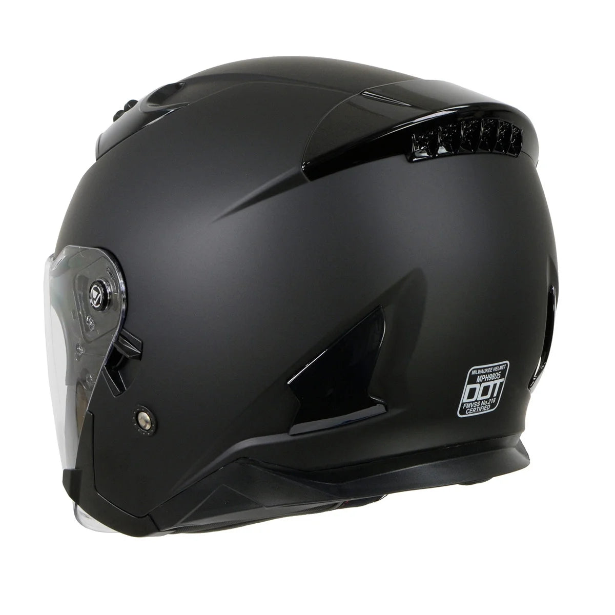 Matte Black Open Face 3/4 Helmet with Drop Down Tinted Visor Y1686