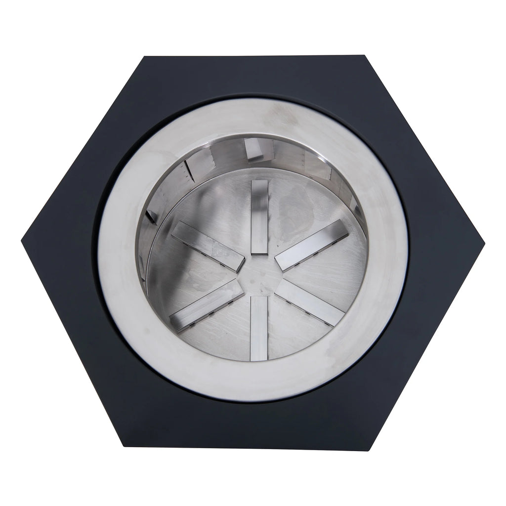 Black Hexagonal Smokeless Fire Pit with PVC Cover and Fire Poker D88520