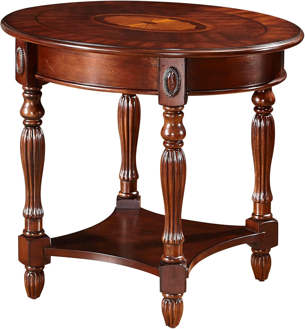 Solid Wood Console Table with Tempered Glass and Storage Shelf Walnut D151