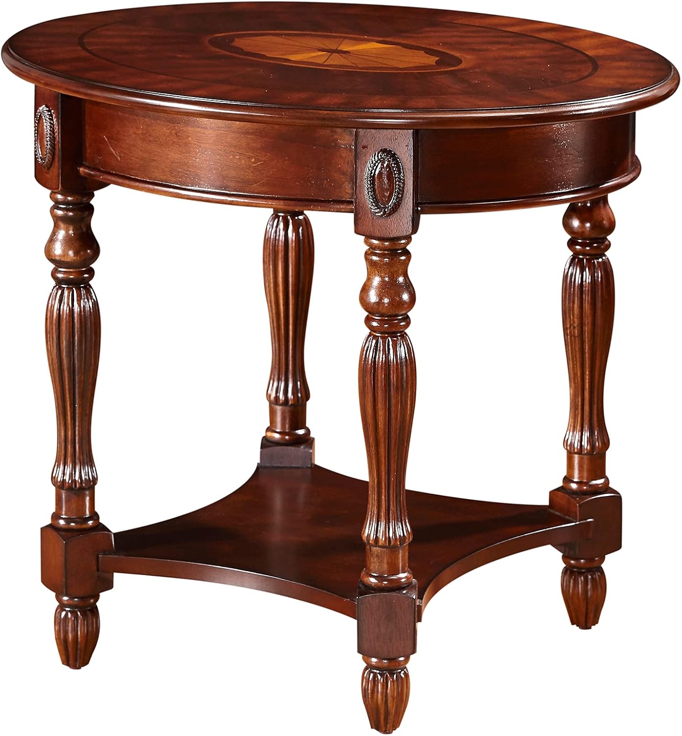 Solid Wood Console Table with Tempered Glass and Storage Shelf Walnut D151