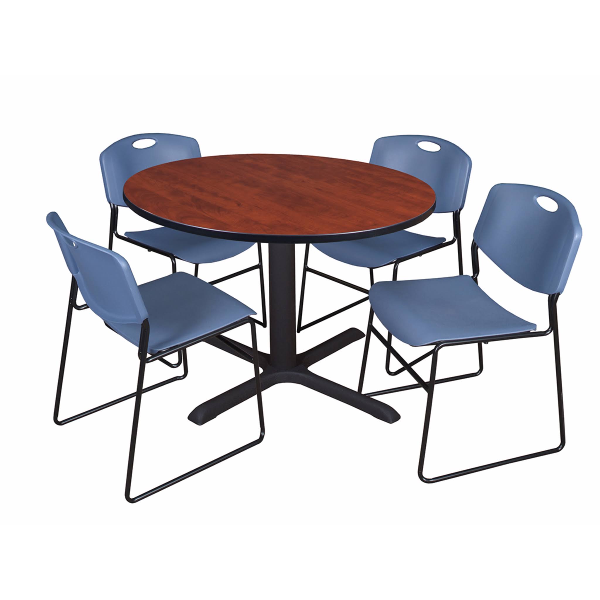 Round Breakroom Table with 4 Stack Chairs Y4245