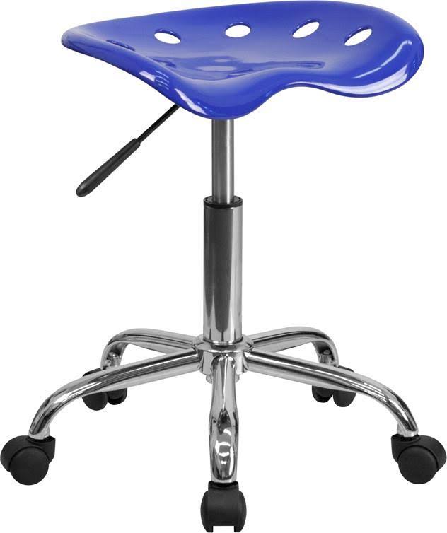 Nautical Blue Tractor Seat and Chrome Stool N89533