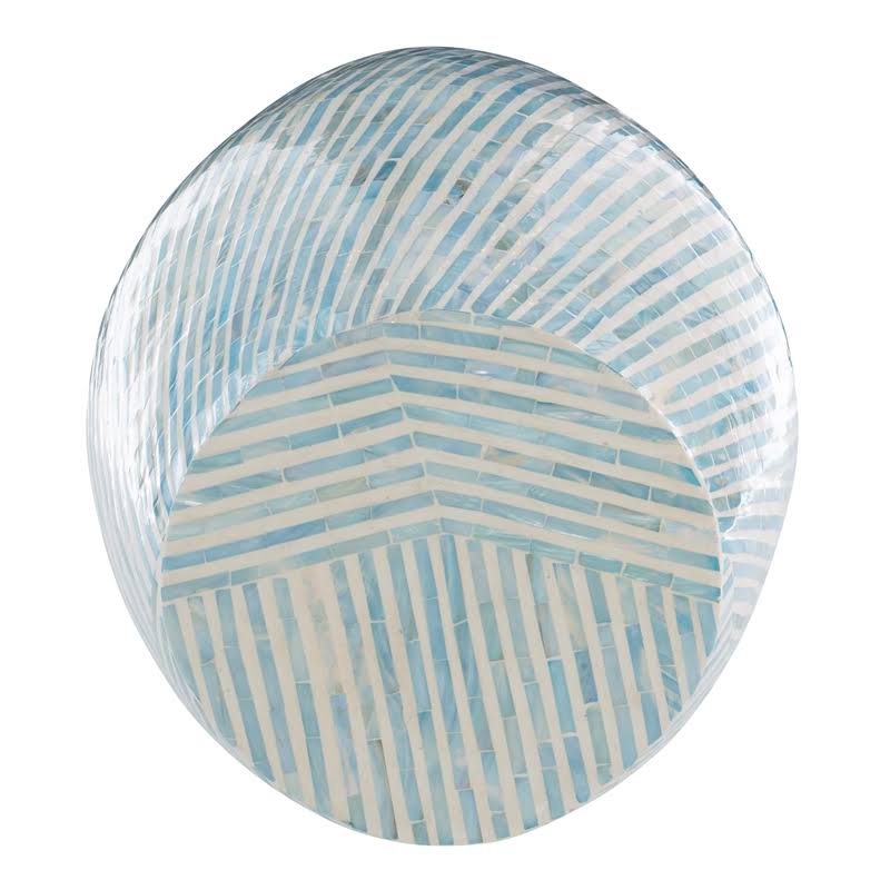 Light Blue Capiz Drum Table V878268