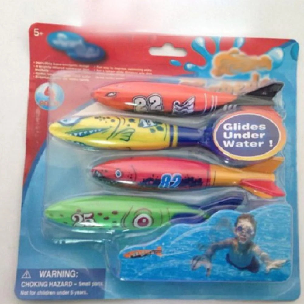 4 Colorful Pool Diving Shark Toys C4369