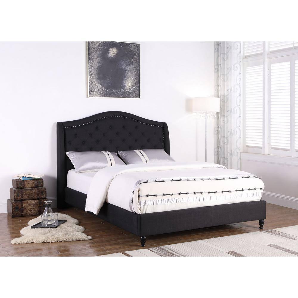 Black King Upholstered Platform Bed F644