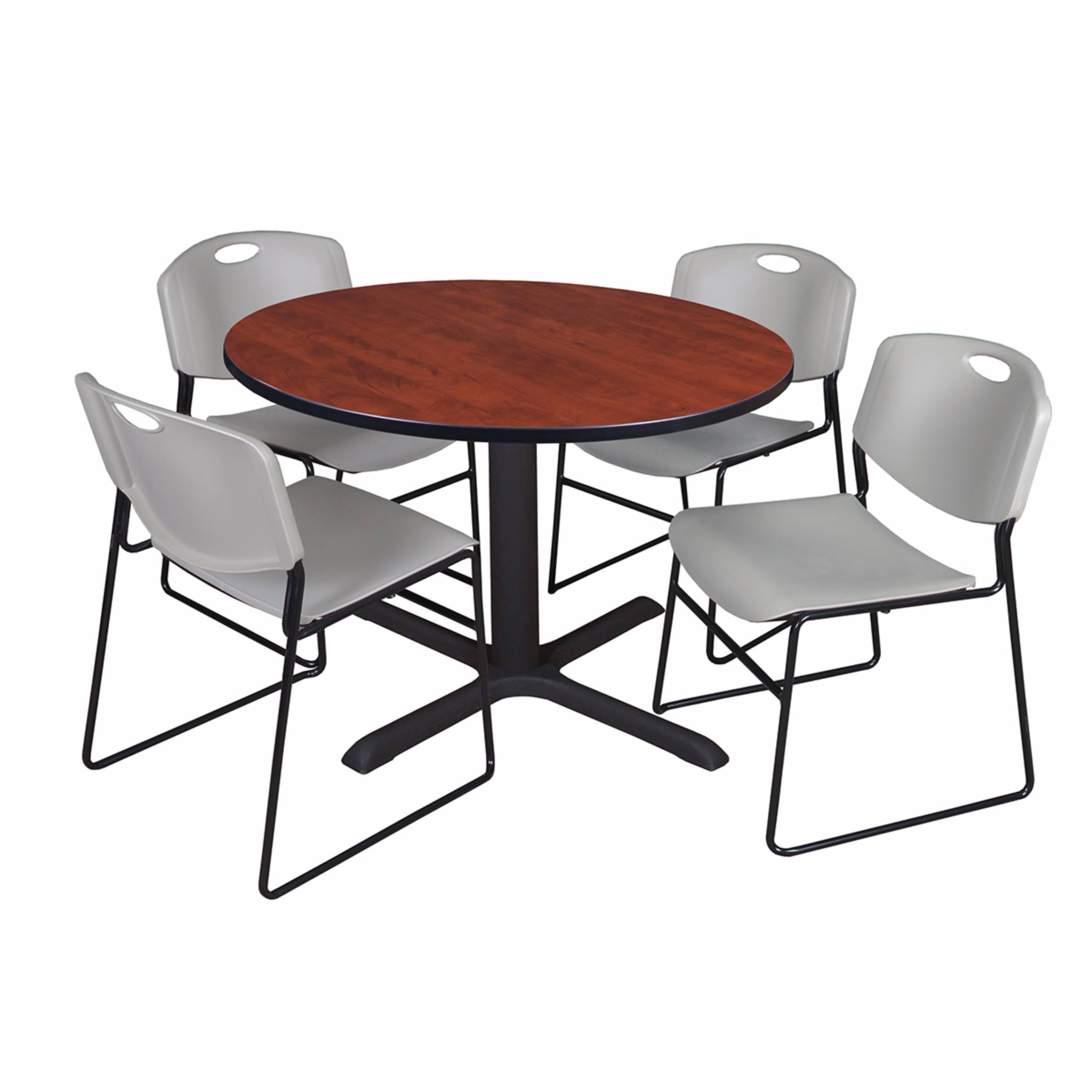 Round Breakroom Table with 4 Stack Chairs Y4245