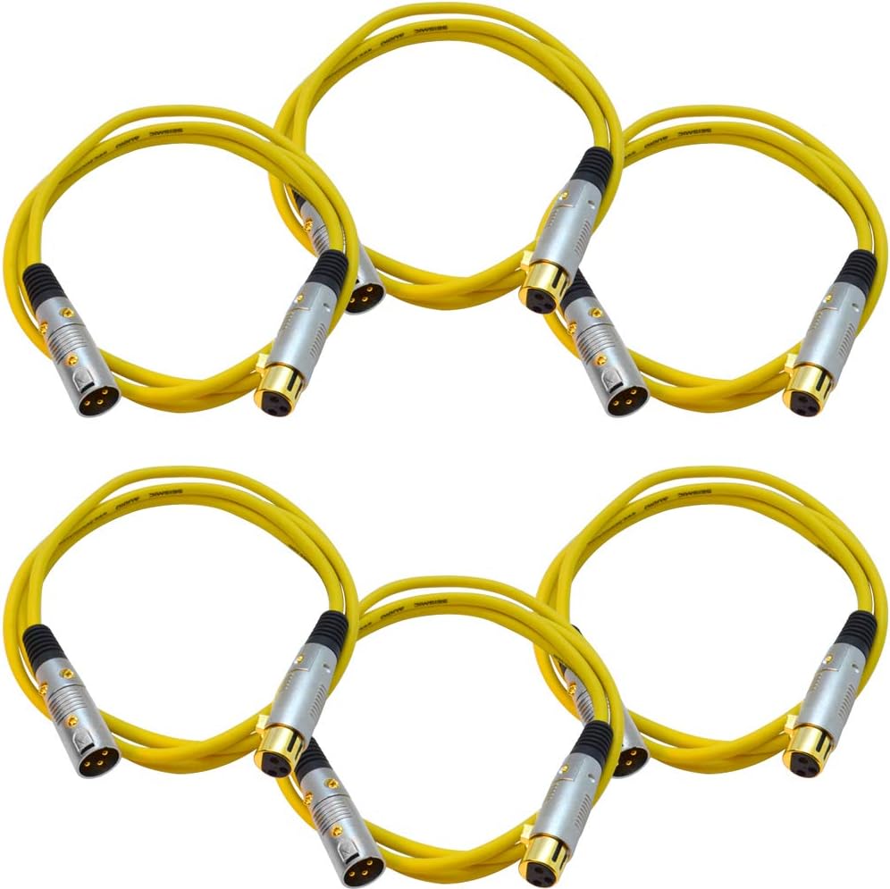 6 Pack 6 Foot Gold Plated Orange XLR Microphone Cable R49635