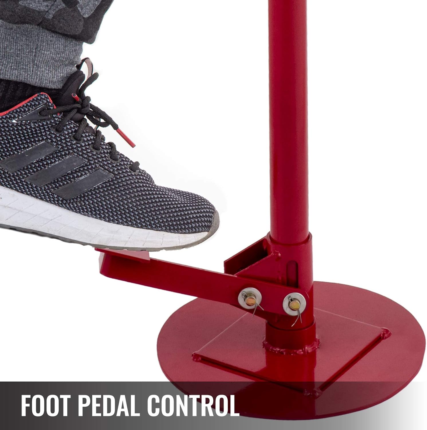 Underhoist Stand 3/4 Ton Capacity Pole Jack Heavy Duty Jack Stand Car Support Jack Lifting from 1.5 m to 2.0 m, Round Base, with Pedal, Red Pack of 2 B643279
