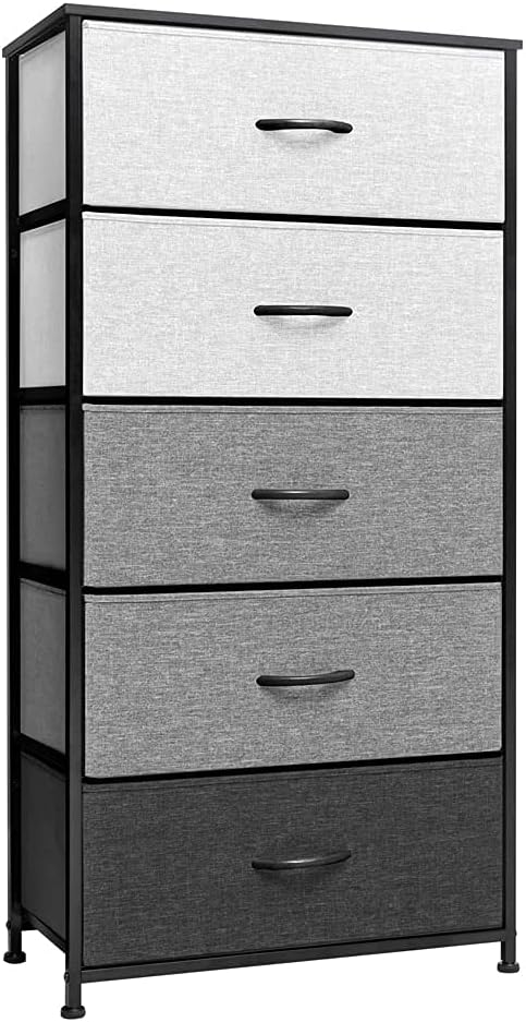 5 Drawers Fabric Dresser with Steel Frame and Wood Top G4663