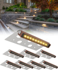 8-Pack 7 Inch LED Hardscape Lighting, IP68 Waterproof, Low Voltage 12-36V AC/DC Landscape Lighting Outdoor Step Lights, 2700K Warm White R9670