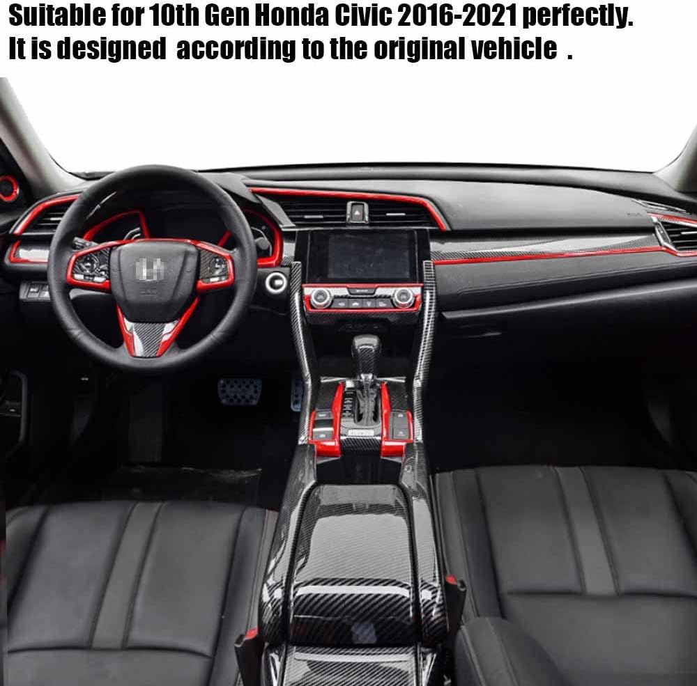 Carbon Fibre ABS Air Conditioning Outlet and Panel Instrument Panel for 10th Gen Honda Civic 2016 2017 2018 2019 2020 2021 C58008