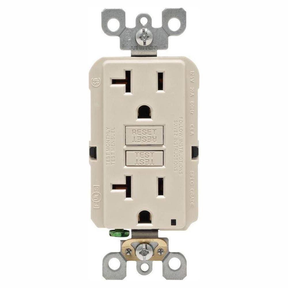 20 Amp Self-Test SmartlockPro Slim Duplex GFCI Outlet, Light Almond (6-Pack) V956