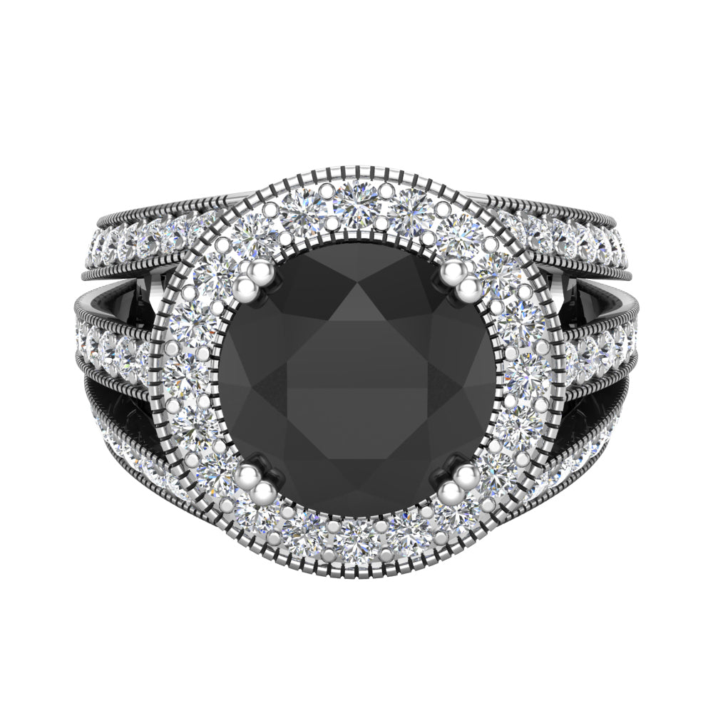 18K White Gold Black Diamond Engagement Ring 4.55 carat Z52343