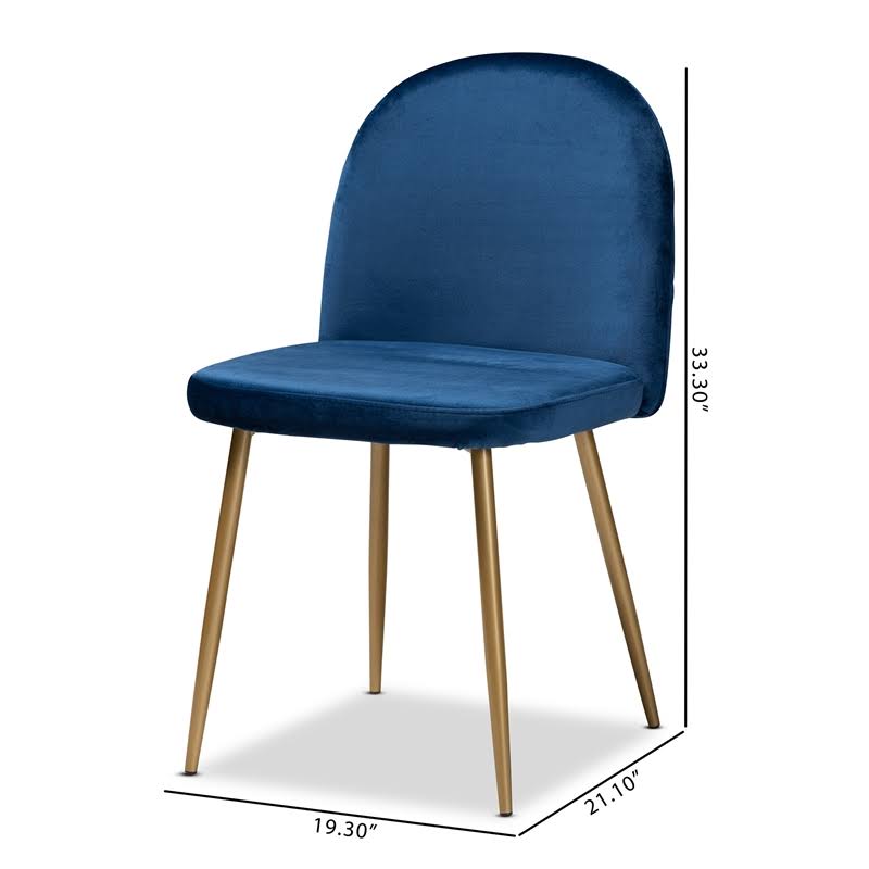 Navy Blue and Gold Metal 2-Piece Dining Chair Set F28525