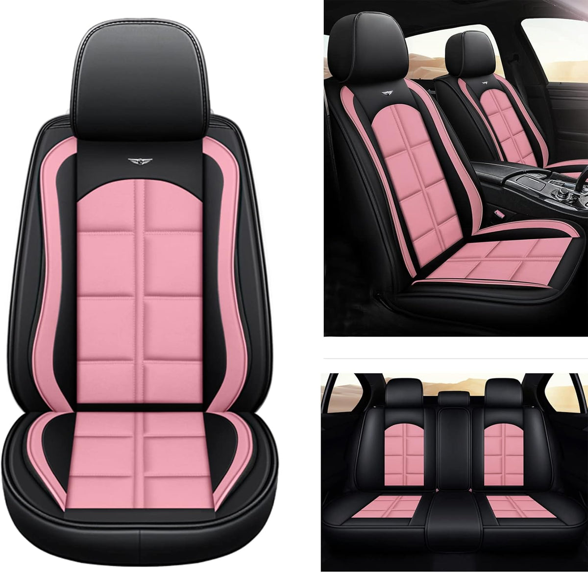 Pink Waterproof Leather Car Seat Covers U9045