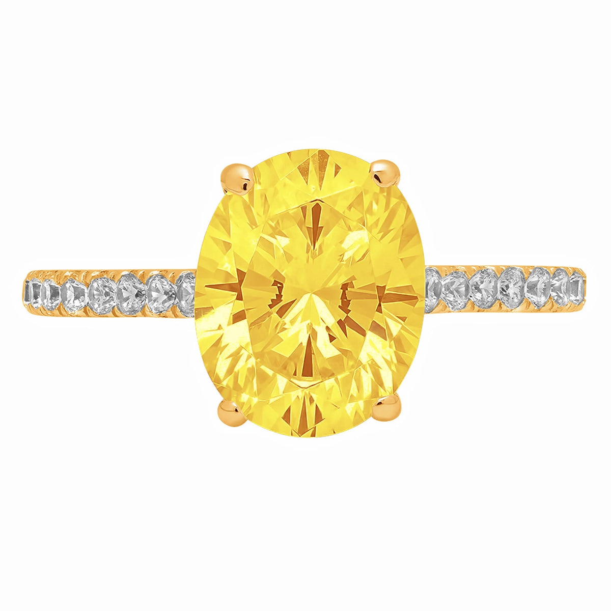 18K Yellow Gold Solitaire Ring with Accents S4133