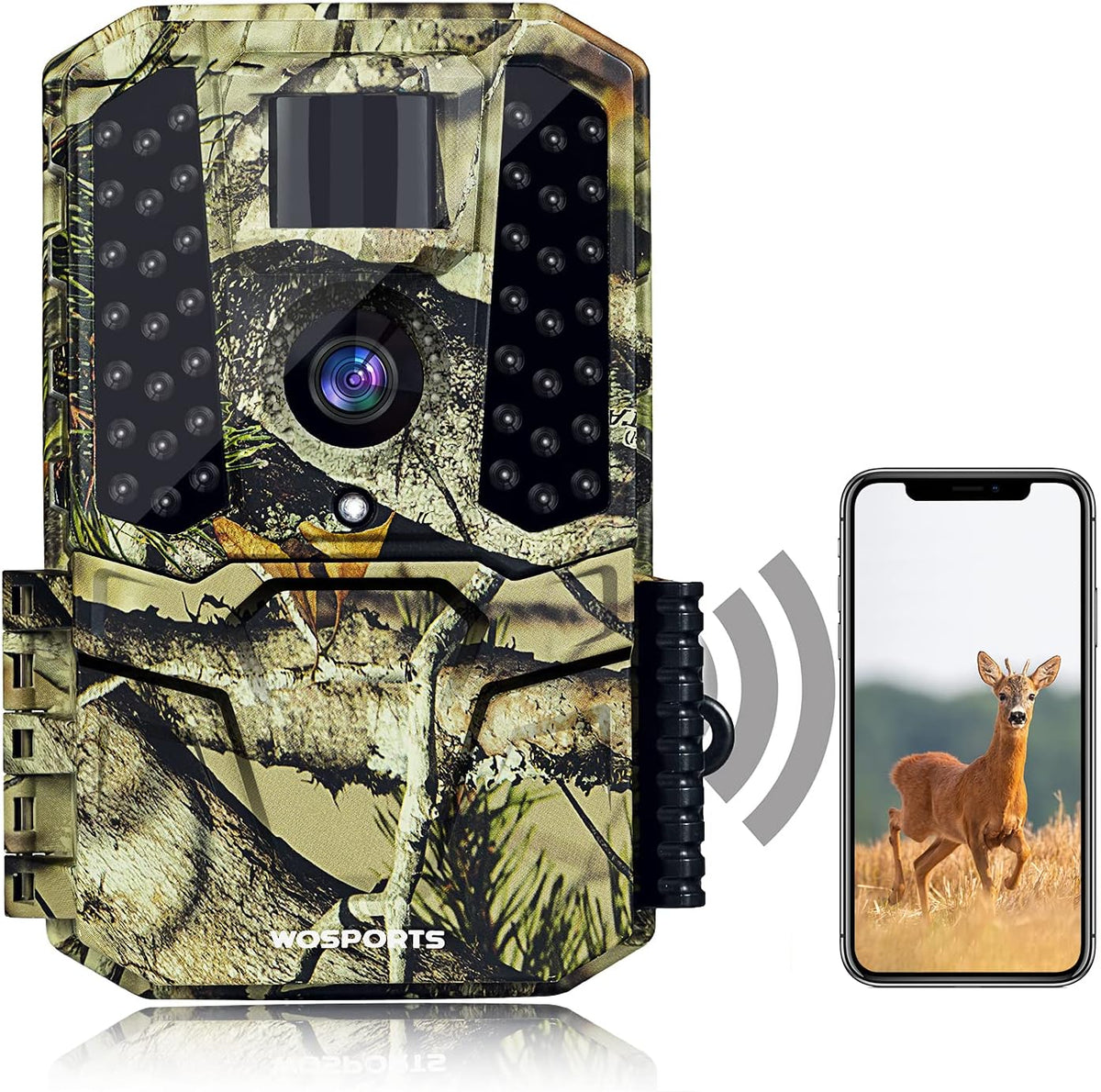 WiFi Trail Camera, 30MP 1440P Game Camera, 0.3s Trigger Speed, Night Vision, 120° Waterproof G3427