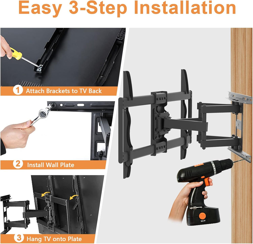 Full Motion TV Wall Mount Bracket, Dual Articulating Arms, Max VESA 600x400mm, Pack of 2 U326