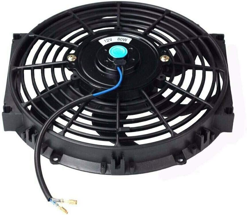 6 Row Transmission Cooler Aluminium Radiator Remote Oil Cooler with 10" Cooling Fan Mounting Kit Pack of 2 E9533