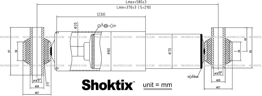 2 Pcs Heavy Duty Rear Shock Absorber with Bushing V429